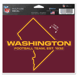 Washington Commanders Decal 5x6 Multi Use Color Cut to Logo