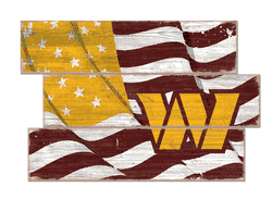 Washington Commanders Football Team American Flag 3 Plank Sign