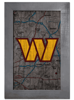 Washington Commanders Football Team City Map 11x19 Sign