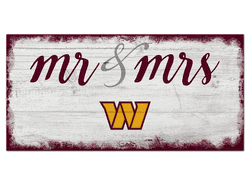 Washington Commanders Football Team Script Mr. & Mrs. 6x12 Sign