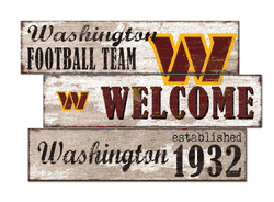 Washington Commanders Football Team Welcome 3 Plank Sign