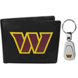 Washington Commanders Leather Bi-fold Wallet & Steel Key Chain