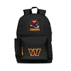 Washington Commanders Two-Logo Campus Backpack, Black, with Yellow Zipper