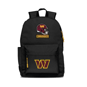 Washington Commanders Two-Logo Campus Backpack, Black, with Yellow Zipper