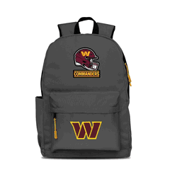 Washington Commanders Two-Logo Campus Backpack, Gray, with Yellow Zipper