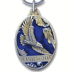 Washington Eagle Metal Key Chain with Enameled Details