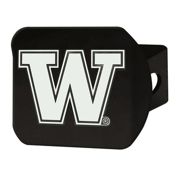Washington Huskies Black Metal Hitch Cover with Metal Chrome 3D Emblem