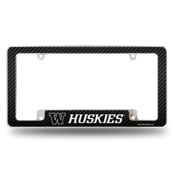 Washington Huskies Carbon Fiber 12" x 6" Chrome All Over Automotive License Plate Frame