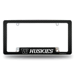 Washington Huskies Carbon Fiber 12" x 6" Chrome All Over Automotive License Plate Frame for Car/Truck/SUV