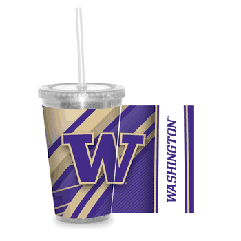 Washington Huskies Clear Tumbler W/Straw