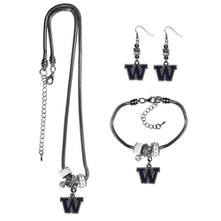 Washington Huskies Euro Bead Jewelry 3 piece Set