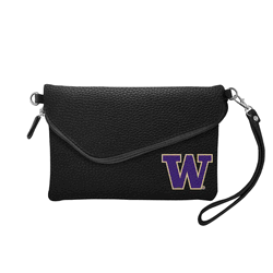 Washington Huskies Fold Over Crossbody Pebble Black