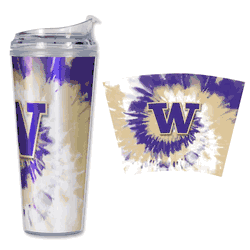 Washington Huskies Metallic Tye Dye 24Oz Acrylic Tumbler W/Hinged Lid
