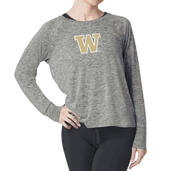Washington Huskies NCAA Kadi Raglan Long Sleeve Heather Grey Large