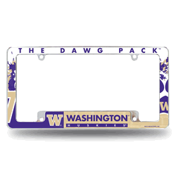 Washington Huskies Primary 12" x 6" Chrome All Over Automotive License Plate Frame