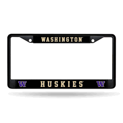 Washington Huskies Primary Black Chrome Frame with Plastic Inserts 12" x 6" Car/Truck Auto Accessory
