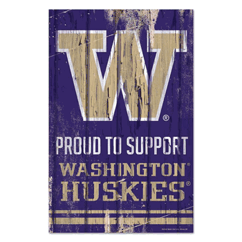 Washington Huskies Sign 11x17 Wood Proud to Support Design