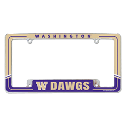 Washington Huskies Two-Tone 12" x 6" Chrome All Over Automotive License Plate Frame