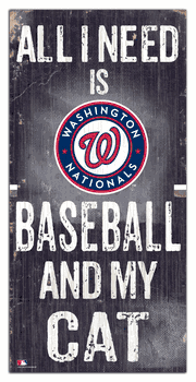 Washington Nationals Baseball and My Cat 6x12 Sign