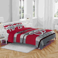Washington Nationals Heather Stripe 3 PC Full/Queen Bed in a Bag