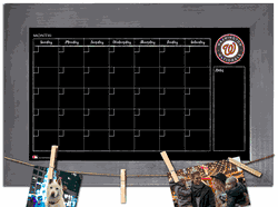 Washington Nationals Monthly Chalkboard with frame & clothespins 11x19 Sign