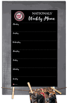 Washington Nationals Weekly Chalkboard with frame & clothespins 11x19 Sign