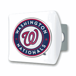 Washington Nationals White Metal Hitch Cover with  3D Color Emblem