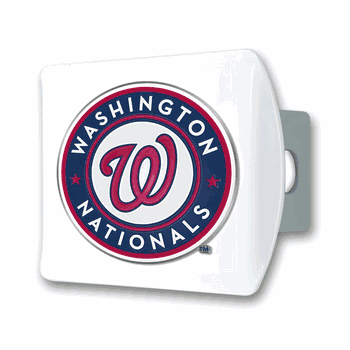 Washington Nationals White Metal Hitch Cover with  3D Color Emblem