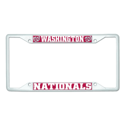 Washington Nationals White Metal License Plate Frame - 6.25"x12.25"