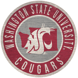 Washington State Cougars 12 in. Circle w/ State Sign