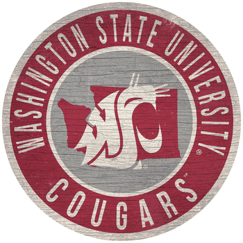 Washington State Cougars 12 in. Circle w/ State Sign