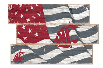 Washington State Cougars American Flag 3 Plank