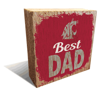 Washington State Cougars Best Dad 6x6 Wood Block