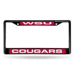 Washington State Cougars Black 12" x 6" Black Laser Cut Chrome Frame