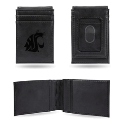 Washington State Cougars Black Laser Engraved Front Pocket Wallet