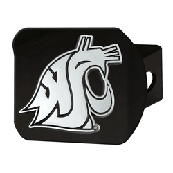 Washington State Cougars Black Metal Hitch Cover with Metal Chrome 3D Emblem