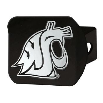Washington State Cougars Black Metal Hitch Cover with Metal Chrome 3D Emblem