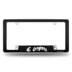 Washington State Cougars Carbon Fiber 12" x 6" Chrome All Over Automotive License Plate Frame for Car/Truck/SUV