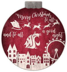 Washington State Cougars Christmas Village 12in Wall Art