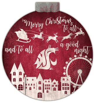 Washington State Cougars Christmas Village 12in Wall Art