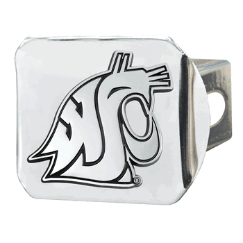Washington State Cougars Chrome Metal Hitch Cover with Chrome Metal 3D Emblem