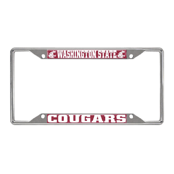 Washington State Cougars Chrome Metal License Plate Frame, 6.25in x 12.25in