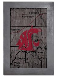 Washington State Cougars City Map 11x19 Sign