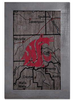Washington State Cougars City Map 11x19 Sign