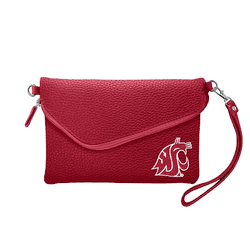 Washington State Cougars Fold Over Crossbody Pebble Dark Red