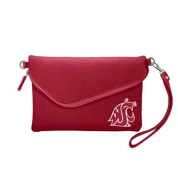 Washington State Cougars Fold Over Crossbody Pebble Dark Red