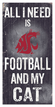 Washington State Cougars Football and My Cat 6x12 Sign