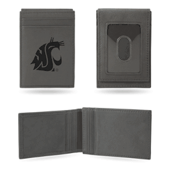 Washington State Cougars Gray Laser Engraved Front Pocket Wallet