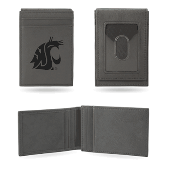 Washington State Cougars Gray Laser Engraved Front Pocket Wallet