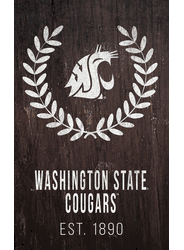 Washington State Cougars Laurel Wreath 11x19 Sign
